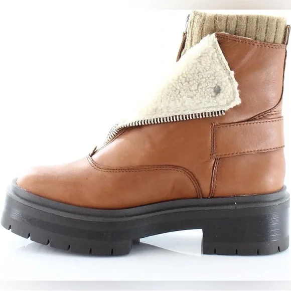 Sam Edelman Women's Linds Lug Boots S8 Brown Shearling - Picture 3 of 9